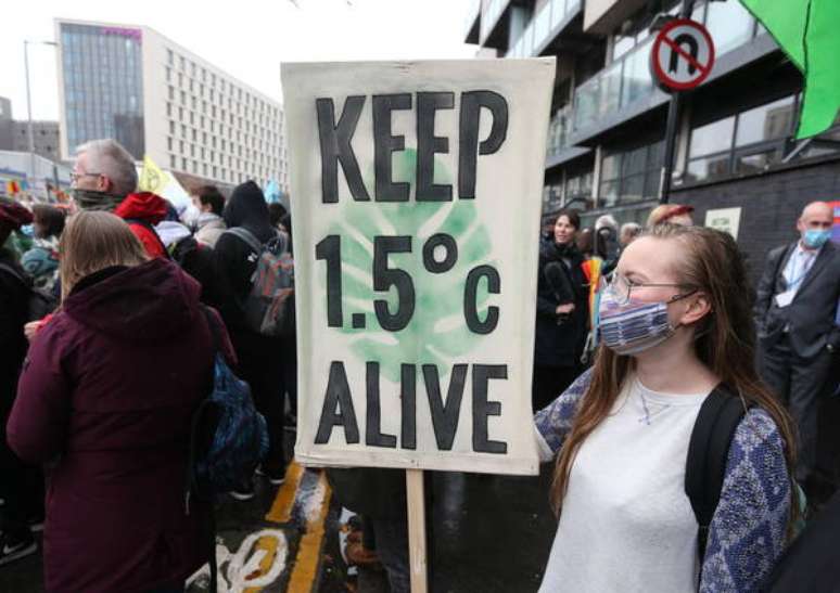 Protesto contra COP26 em Glasgow, Reino Unido