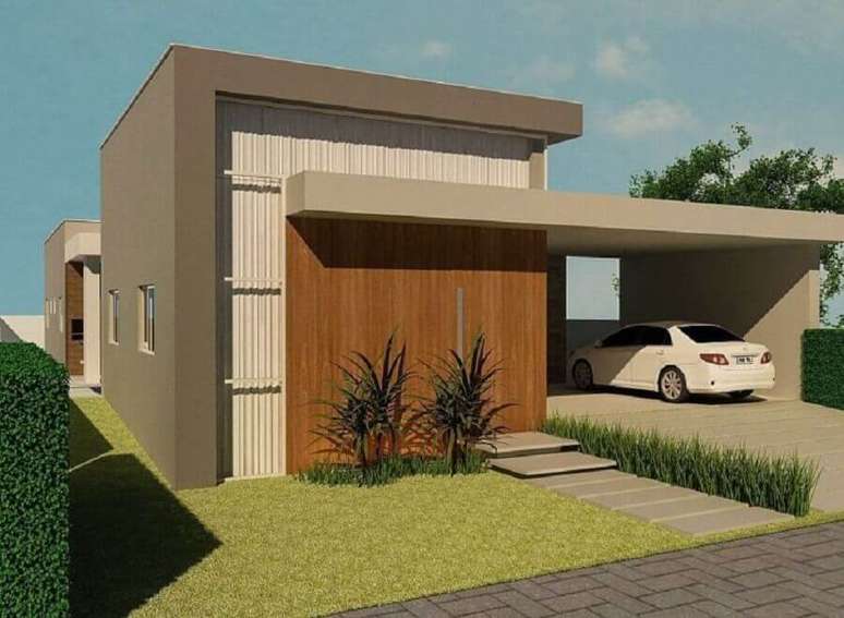 10. Casa pintada na cor camurça com fachada moderna – Foto: Bertha Carvalho e Lara Guerra