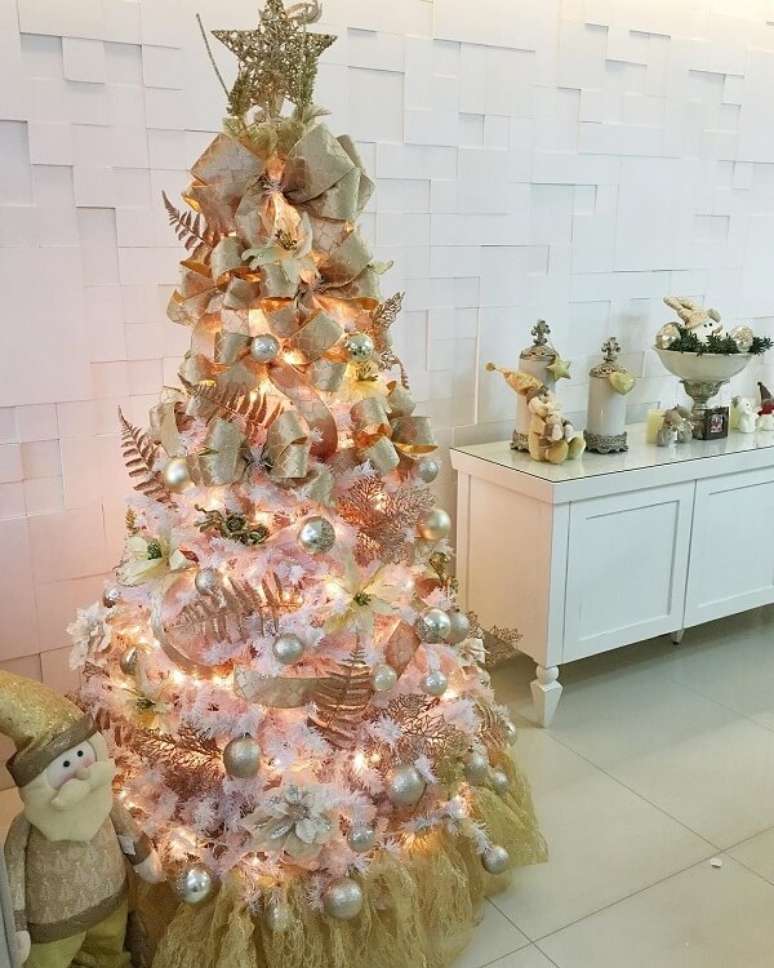 Decoração de Natal: Estilos, Ideias e Dicas para Você  Floral christmas  tree, Pink christmas tree decorations, Christmas tree roses