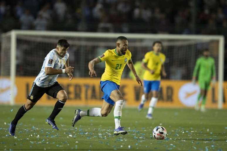 Matheus Cunha em ação pela Seleção Brasileira (Foto: Lucas Figueiredo/CBF)