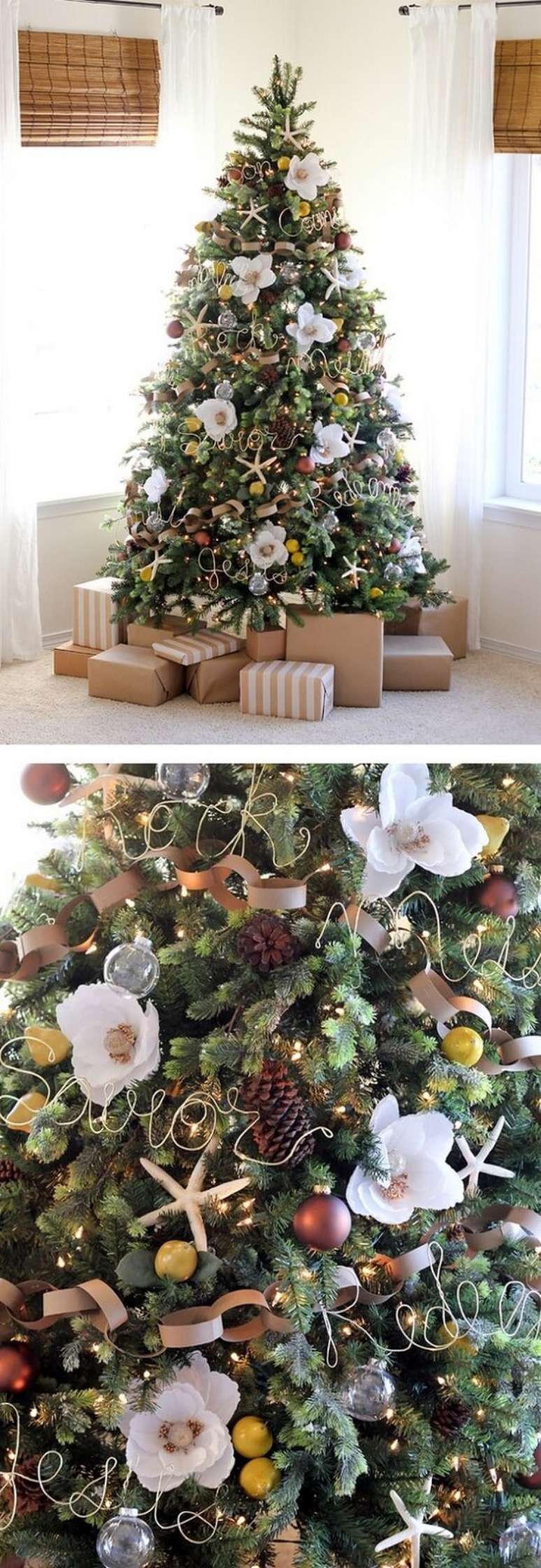 29. &Aacute;rvore de natal criativa decorada com flores e enfeites lindos &ndash; Foto Bored Panda