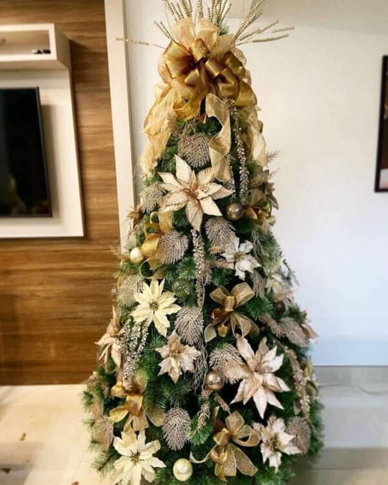 Árvore De Natal Decorada Dourada 60cm - Art Home Decoração