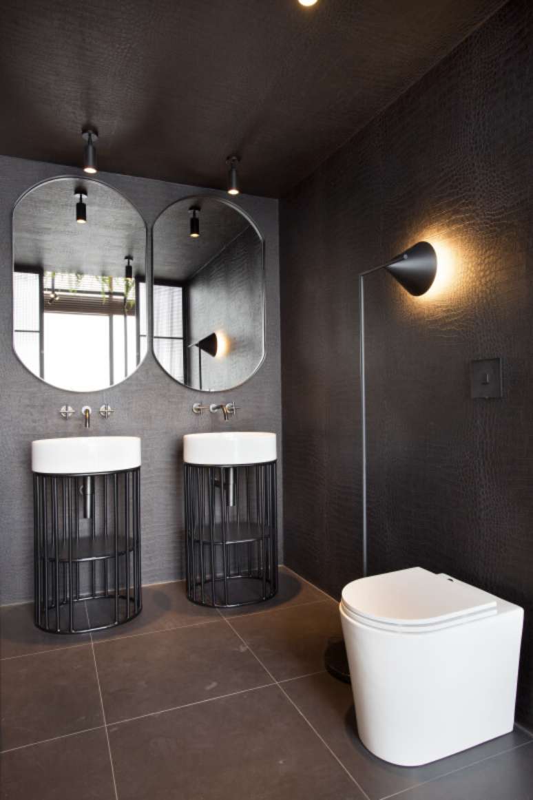 9. Cuba redonda dupla na cor branca com detalhes em preto &ndash; Projeto Studio RO CA