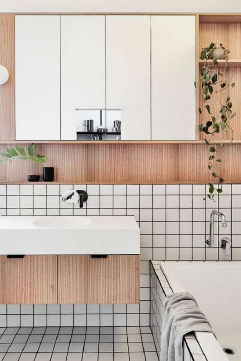 15. Detalhes em madeira para banheiro decorado com tendências de 2022 – Foto: The Design Files