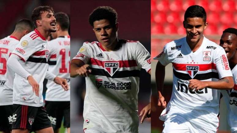 Jovens revelados no São Paulo lideram números entre os meias nessa temporada (Foto: Montagem LANCE!)