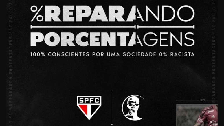 São Paulo fez campanha em parceria com a Universidade Zumbi do Palmares (Foto: Twitter @SaoPauloFC)