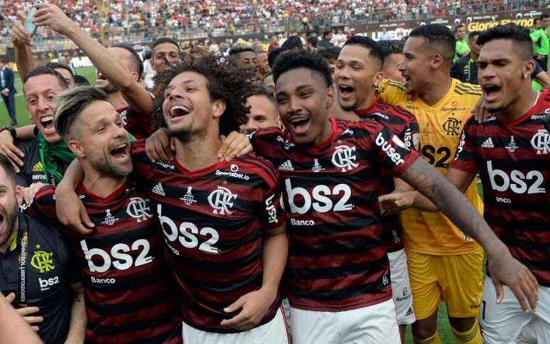 Em 2019, antes de vencer o River Plate na decisão da Libertadores, Flamengo encarou o Grêmio pelo Brasileirão. Rota semelhante à da atual equipe, que enfrentará o Palmeiras na final continental (Foto: ERNESTO BENAVIDES / AFP)