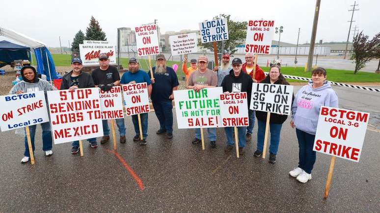 Protesto de funcionários da Kellogg em Michigan, EUA