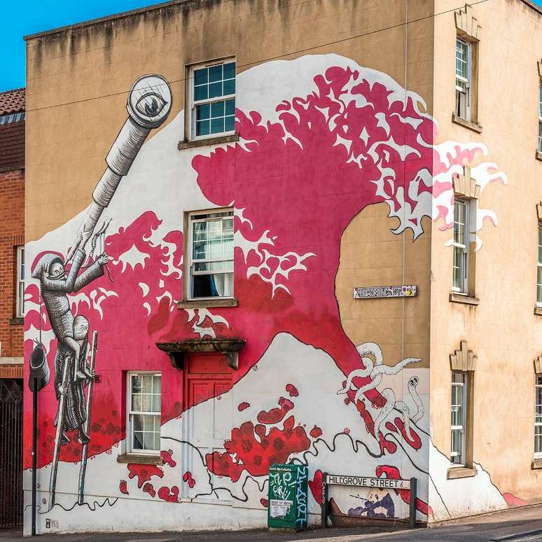 ...em um mural em Bristol, Inglaterra