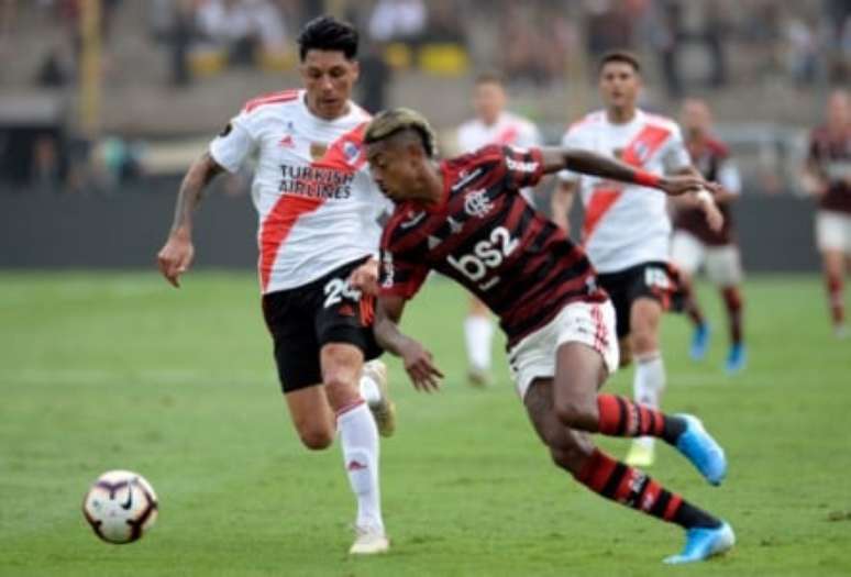 Bruno Henrique na final contra o River Plate, em 2019, o ano em que foi campeão e o