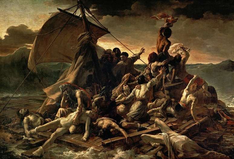 Na extraordinária "A Balsa da Medusa" de Théodore Géricault (1819), uma grande onda também está prestes a cair sobre a frágil humanidade