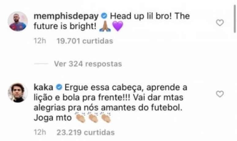 Jogadores se solidarizam com Andreas Pereira (Foto: Reprodução/Instagram)
