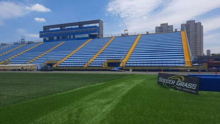 Com novo gramado, Bruno José Daniel receberá jogos do Santo André no Paulistão (Foto: Divulgação/Soccer Grass)