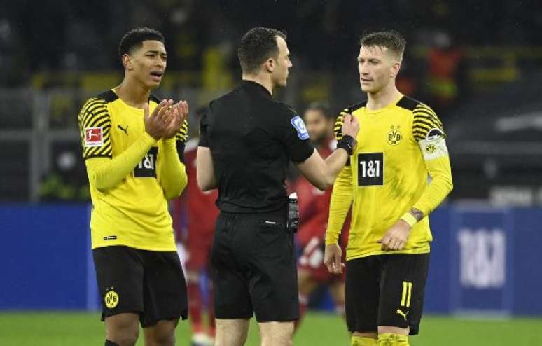 Jude Bellingham atacou o árbitro do clássico contra o Bayern (INA FASSBENDER / AFP)