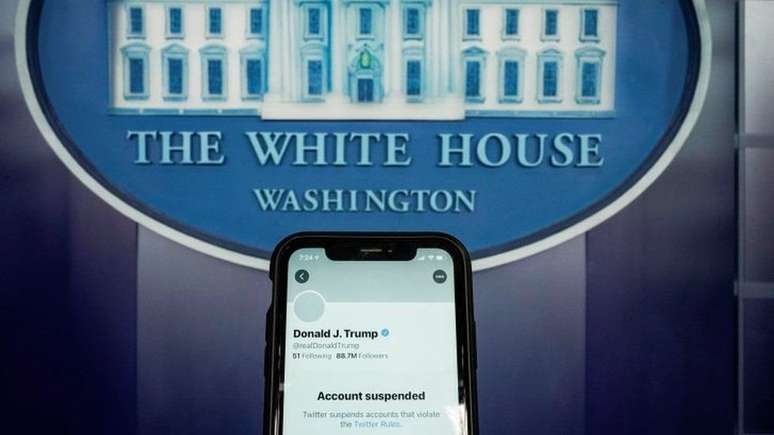O Twitter cancelou a conta de Trump na sexta-feira passada, dias depois da invasão do Capitólio