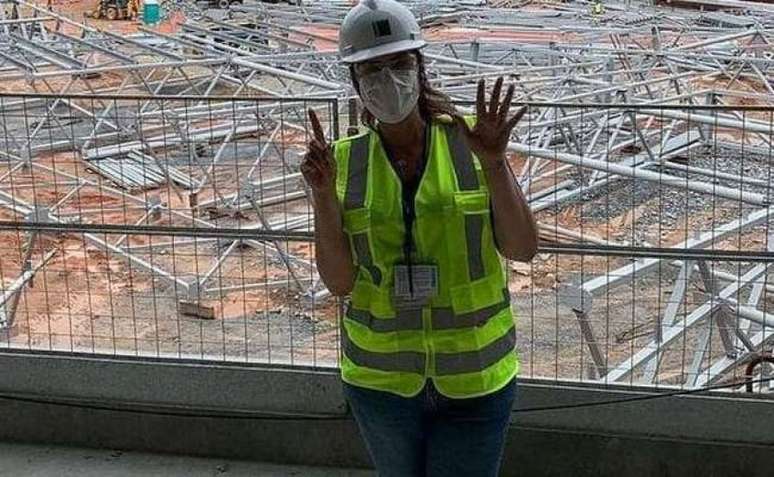 Arquiteta da Prefeitura de Belo Horizonte publicou foto provocando o Atlético Mineiro durante vistoria às obras da Arena MRV (Reprodução / Instagram)