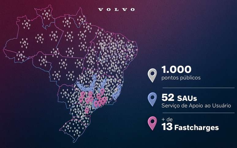 Rede de eletropostos da Volvo