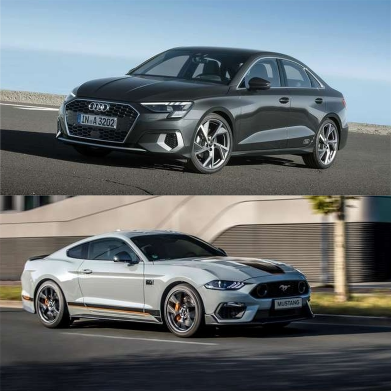 Audi A3 Sedan e Ford Mustang Mach 1