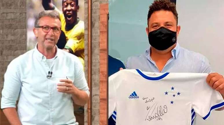 Neto disse não ter nada contra Ronaldo, mas criticou o modelo de clube-empresa (Montagem LANCE!
Divulgação/Cruzeiro
Reprodução/Instagram)