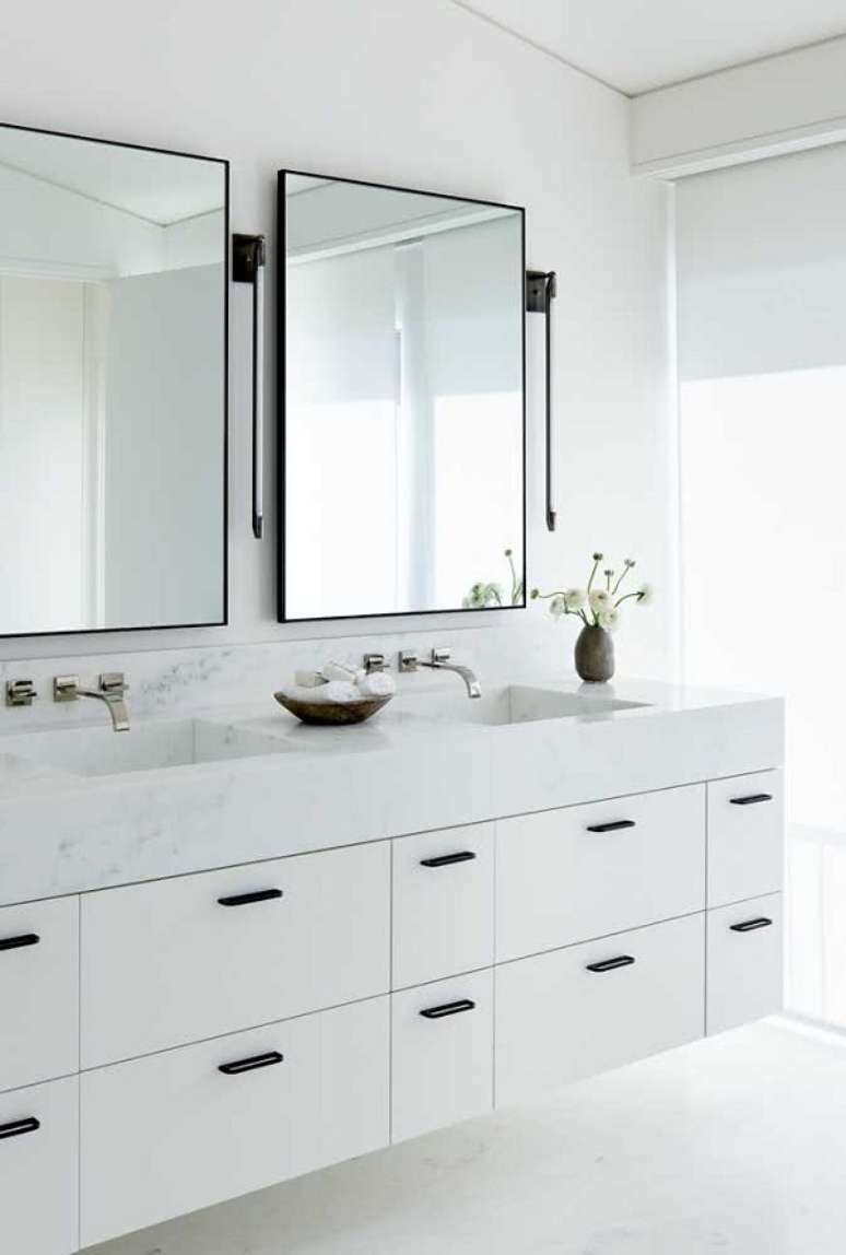 14. Pia com cuba de porcelanato e torneira de parede &ndash; Foto Decor Facil