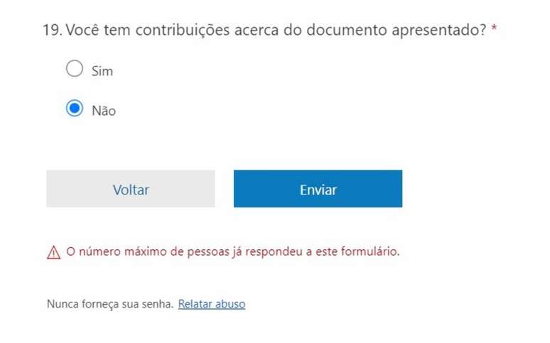 Formulário de consulta pública do Ministério da Saúde sobre vacinação contra covid-19 para crianças não aceita novas respostas horas após ser aberto