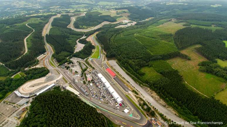 Vista aérea do Circuito de Spa-Francorchamps, na Bélgica 