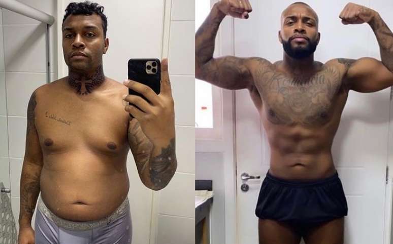 Nego Di revelou o antes e o depois do corpo nas redes sociais 