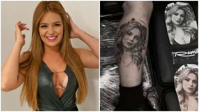 Fã tatuou rosto de Viih Tube na perna Reprodução/Instagram