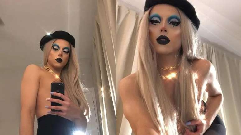 Lucas Santos publica imagens vestido de drag queen Reprodução Instagram