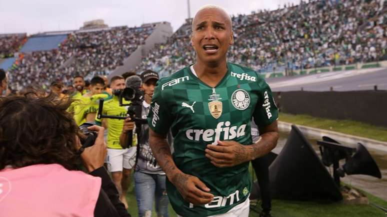 Deyverson chorando após marcar o gol do título da Libertadores 2021 (Foto: Cesar Greco / Palmeiras)