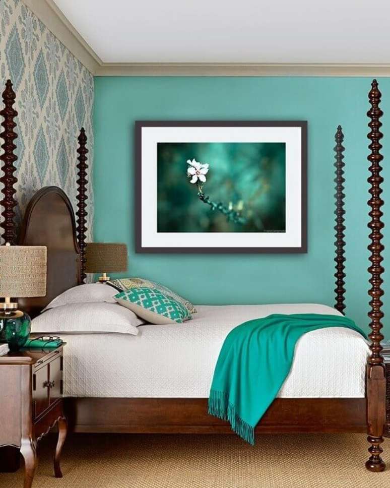 36. Quarto verde água com cama de dossel – Foto Etsy