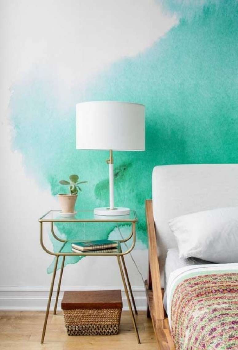 42. Quarto verde agua com decoração moderna – Foto Decor Facil