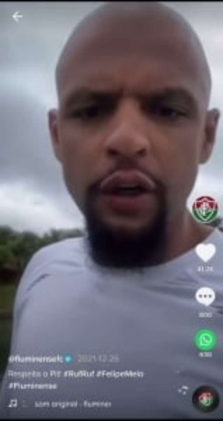 Felipe Melo fez sucesso no Tik Tok (Divulgação/Fluminense/TikTok)