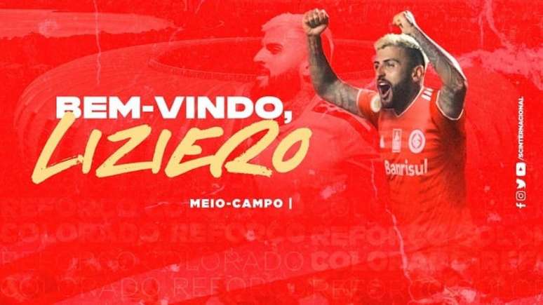 Liziero foi anunciado nas redes sociais do Inter (Foto: divulgação/Internacional)