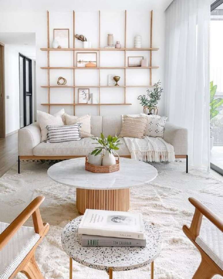 50. Estante de parede para decora&ccedil;&atilde;o de sala clean &ndash; Foto: Archilovers