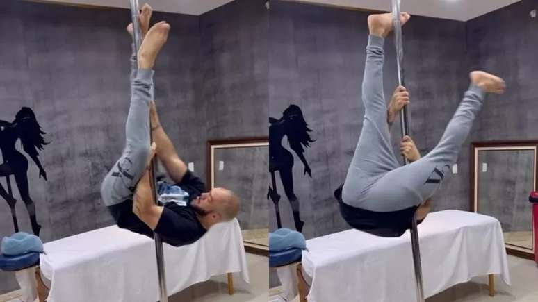 Belo é elogiado por Gracyanne após performance de pole dance Reprodução/Instagram