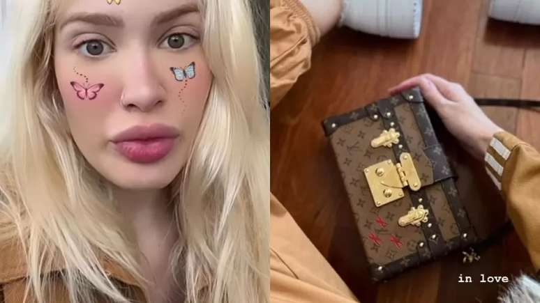 A modelo Karoline Lima e a bolsa de luxo que comprou Reprodução/Instagram