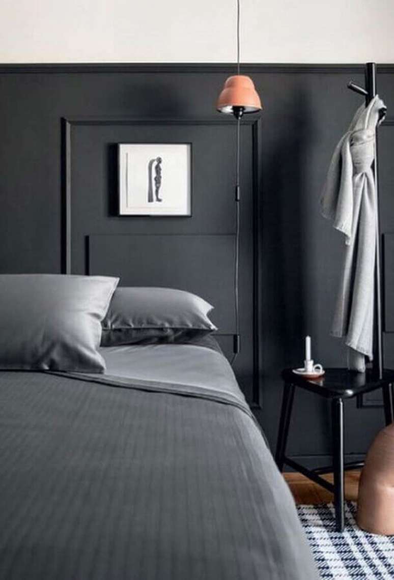 47. Decoração preto e branco para quarto com boiserie – Foto: Home Fashion Trend
