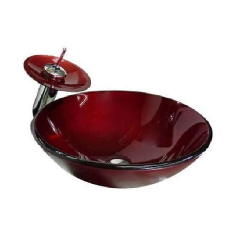 32. Torneira de vidro com cuba da mesma cor &ndash; Foto Casa e Construcao