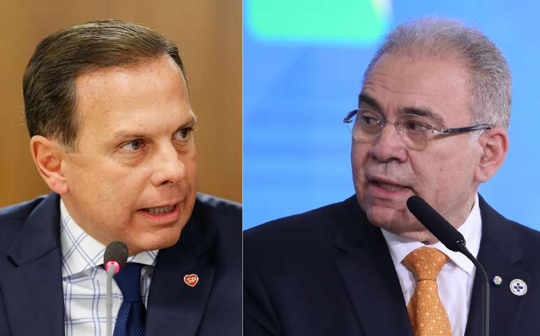 O governador de SP João Doria e o ministro da Saúde Marcelo Queiroga