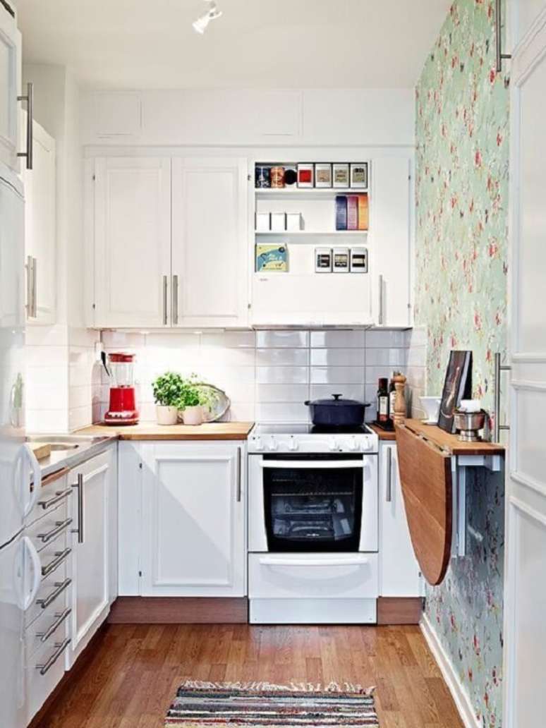 6. Cozinha compacta com mesa de parede dobrável. Fonte Apartment Therapy