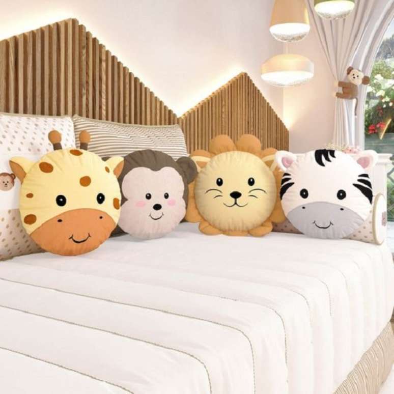 10. Almofadas divertidas de animais para quarto infantil iluminado com led &ndash; Foto Gr&atilde;o de Gente