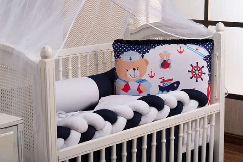 Trança Protetora para Berço Americano Tricot Azul Bebe - Bebê Enxovais -  Quarto de Bebê - Magazine Luiza, tranças para bebê 