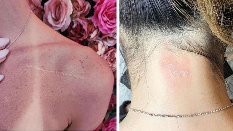 As frases vem sendo uma grande aposta na tatuagem branca