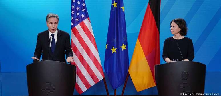 O secretário de Estado dos EUA, Antony Blinken, reuniu-se com a ministra do Exterior alemã, Annalena Baerbock, nesta quinta-feira