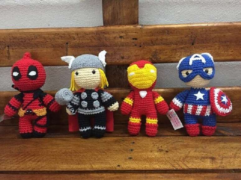 26. Bonecos de super heróis feitos de amigurumi – Foto: Eduarda Serviços