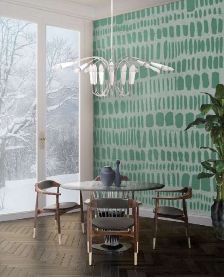 25. Papel de parede verde agua para sala de estar – Foto Essential Home