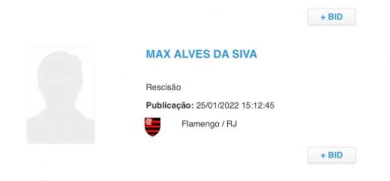 Rescisão de Max no BID (Foto: Reprodução/CBF)