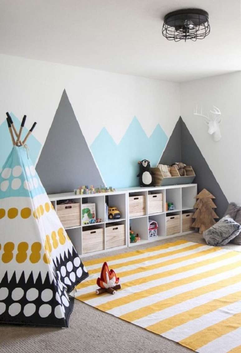 14. Papel de parede verde agua e cinza para quarto infantil – Foto Casa Vogue