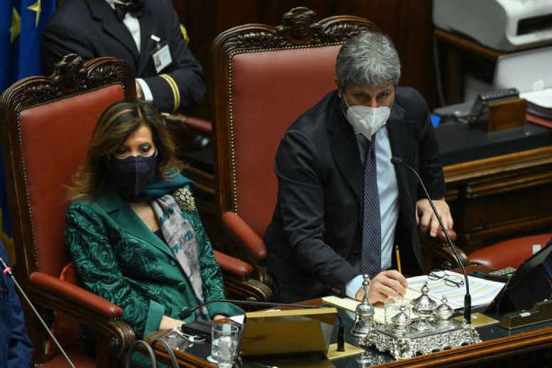 Os mandatários do Senado, Elisabetta Casellati, e da Câmara, Roberto Fico, no segundo dia de votação para presidente da República